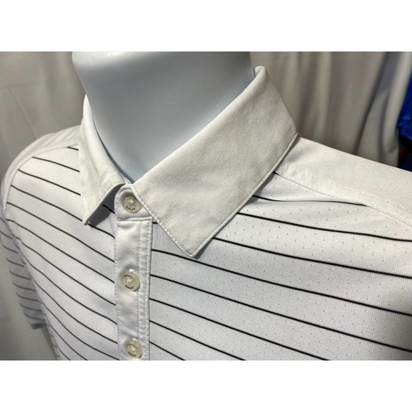 Callaway Opti-Dri Mens S Shirt Short Sleeve White Striped Athletic Polo Golf - Picture 5 of 9